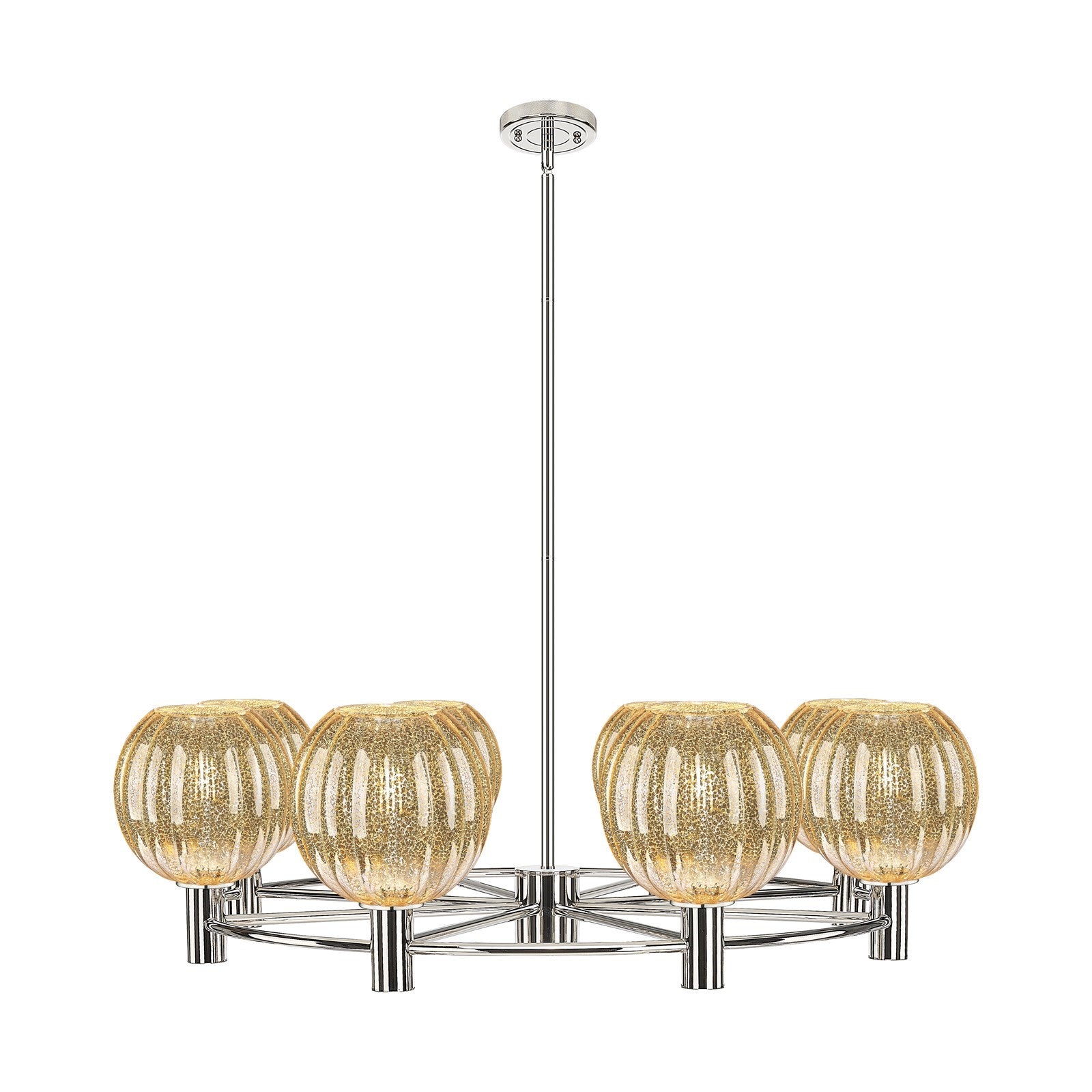 Innovations Preston Globe 37in 8-Light Chandelier | Industrial Polished Nickel and Mercury Glass | Dining Room & Living | Model 434-8CR-PN-G458-7ME