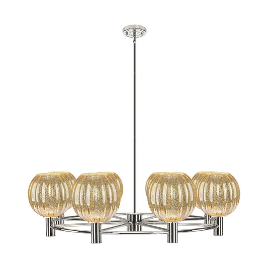 Innovations Preston Globe 37in 8-Light Chandelier | Industrial Polished Nickel and Mercury Glass | Dining Room & Living | Model 434-8CR-PN-G458-7ME