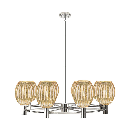 Innovations Preston Bulb 36in 8-Light Chandelier | Industrial Polished Nickel and Mercury Glass | Kitchen Island & Dining | Model 434-8CR-PN-G459-6ME