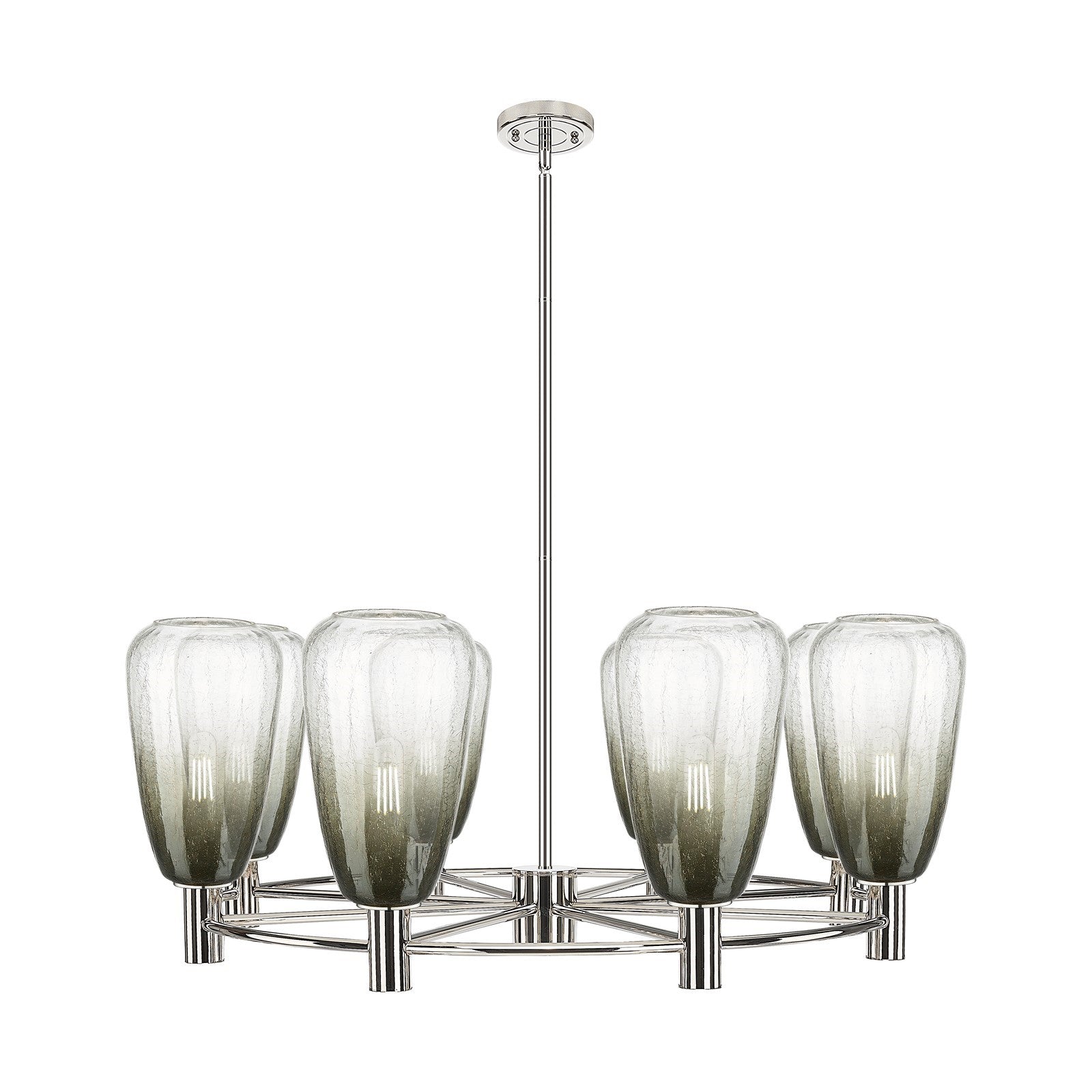 Innovations Brookhaven Almond 36in 8-Light Chandelier | Industrial Polished Nickel and Slate Glass | Dining Room & Living | Model 434-8CR-PN-G480-6SL