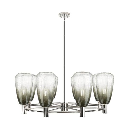 Innovations Brookhaven Almond 36in 8-Light Chandelier | Industrial Polished Nickel and Slate Glass | Dining Room & Living | Model 434-8CR-PN-G480-6SL