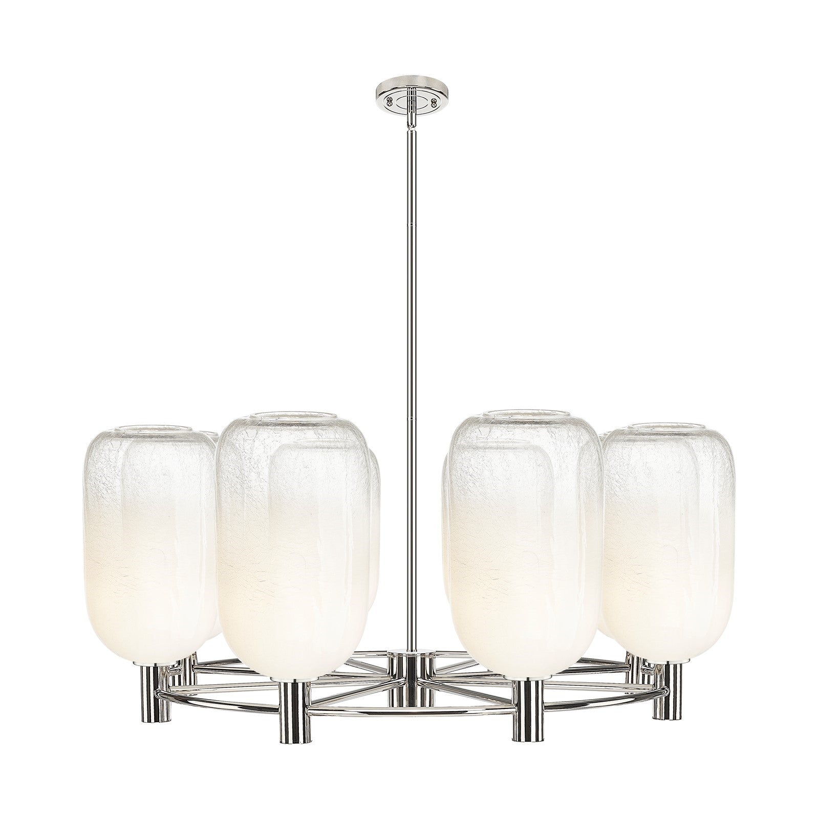Innovations Brookhaven Cloche 36in 8-Light Chandelier | Industrial Polished Nickel and Opal Glass | Dining Room & Kitchen | Model 434-8CR-PN-G482-7OP