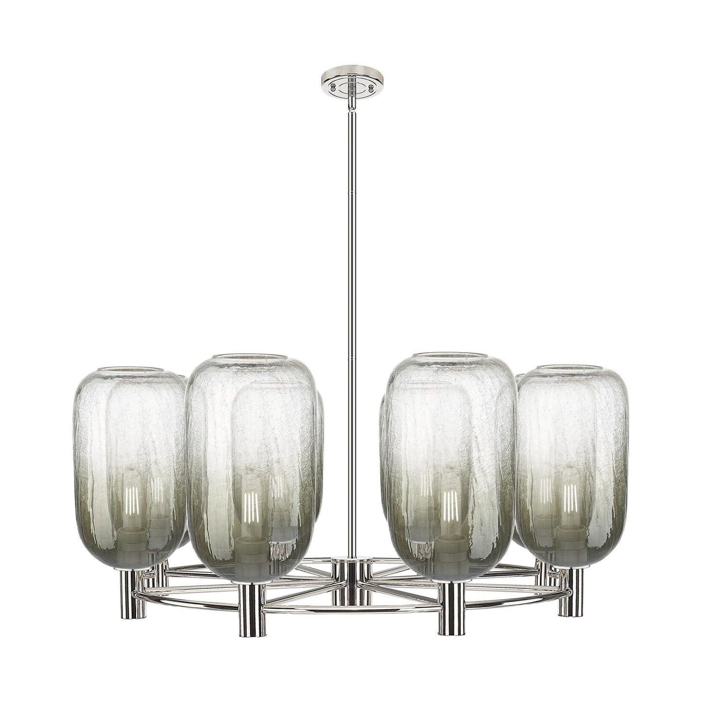 Innovations Brookhaven Cloche 36in 8-Light Chandelier | Industrial Polished Nickel and Slate Glass | Dining Room | Model 434-8CR-PN-G482-7SL