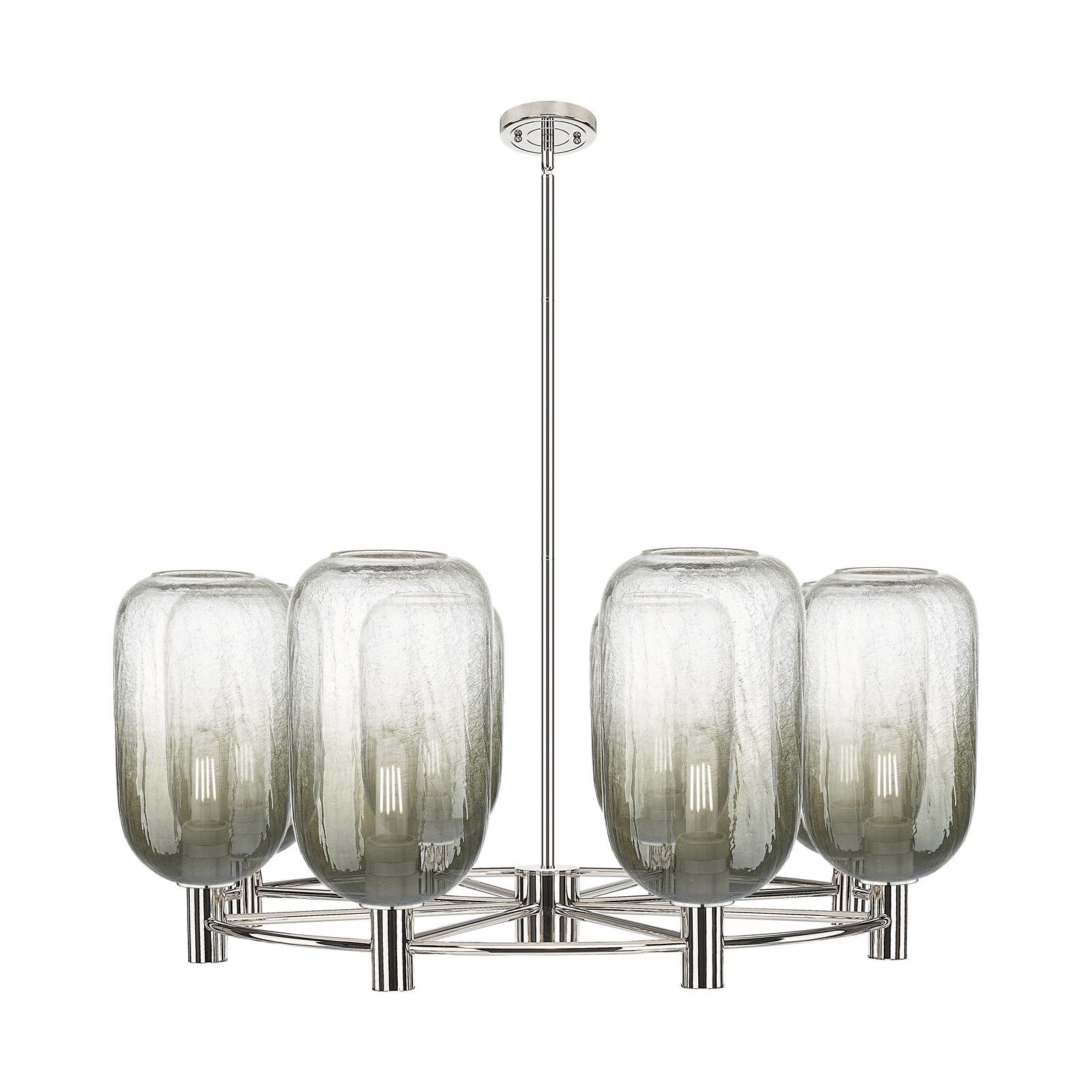 Innovations Brookhaven Cloche 36in 8-Light Chandelier | Industrial Polished Nickel and Slate Glass | Dining Room | Model 434-8CR-PN-G482-7SL