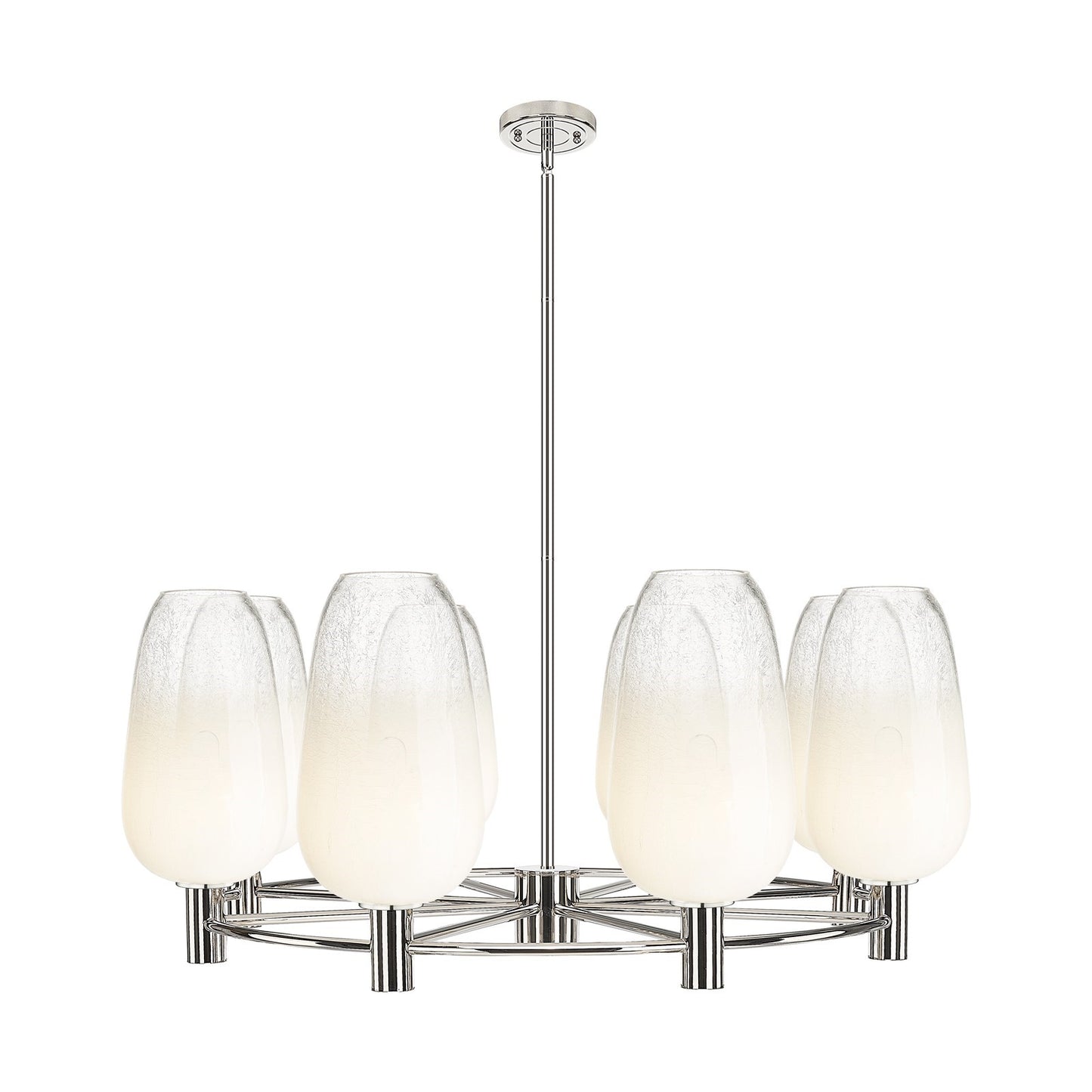 Innovations Brookhaven Flute 37in 8-Light Chandelier | Industrial Polished Nickel and Opal Glass | Dining Room & Foyer | Model 434-8CR-PN-G484-7OP