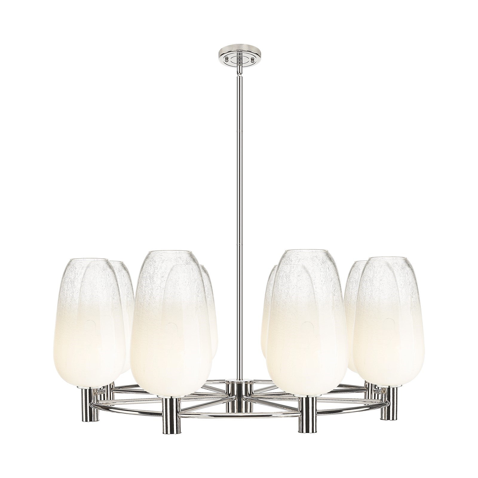 Innovations Brookhaven Flute 37in 8-Light Chandelier | Industrial Polished Nickel and Opal Glass | Dining Room & Foyer | Model 434-8CR-PN-G484-7OP