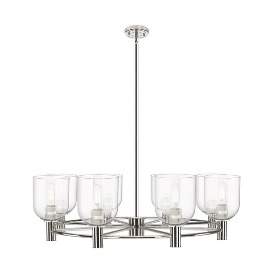 Innovations Bella 35in 8-Light Chandelier | Industrial Polished Nickel and Clear Glass | Dining Room & Kitchen Island | Model 434-8CR-PN-G558-6CL