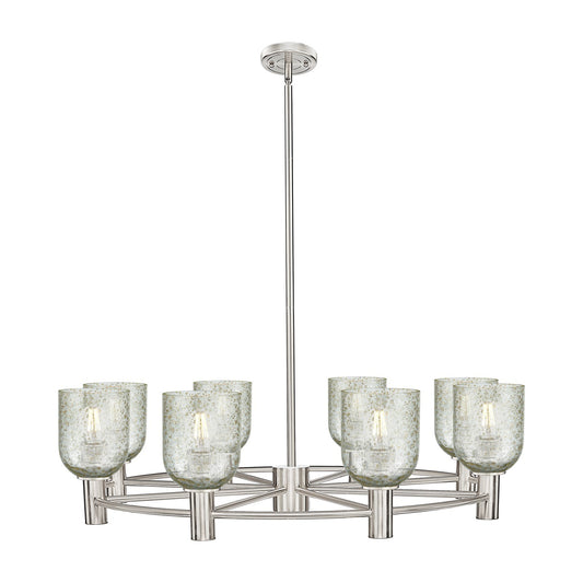 Innovations Caledonia 35in 8-Light Chandelier | Industrial Satin Nickel and Mica Glass | Dining Room & Foyer | Model 434-8CR-SN-G259