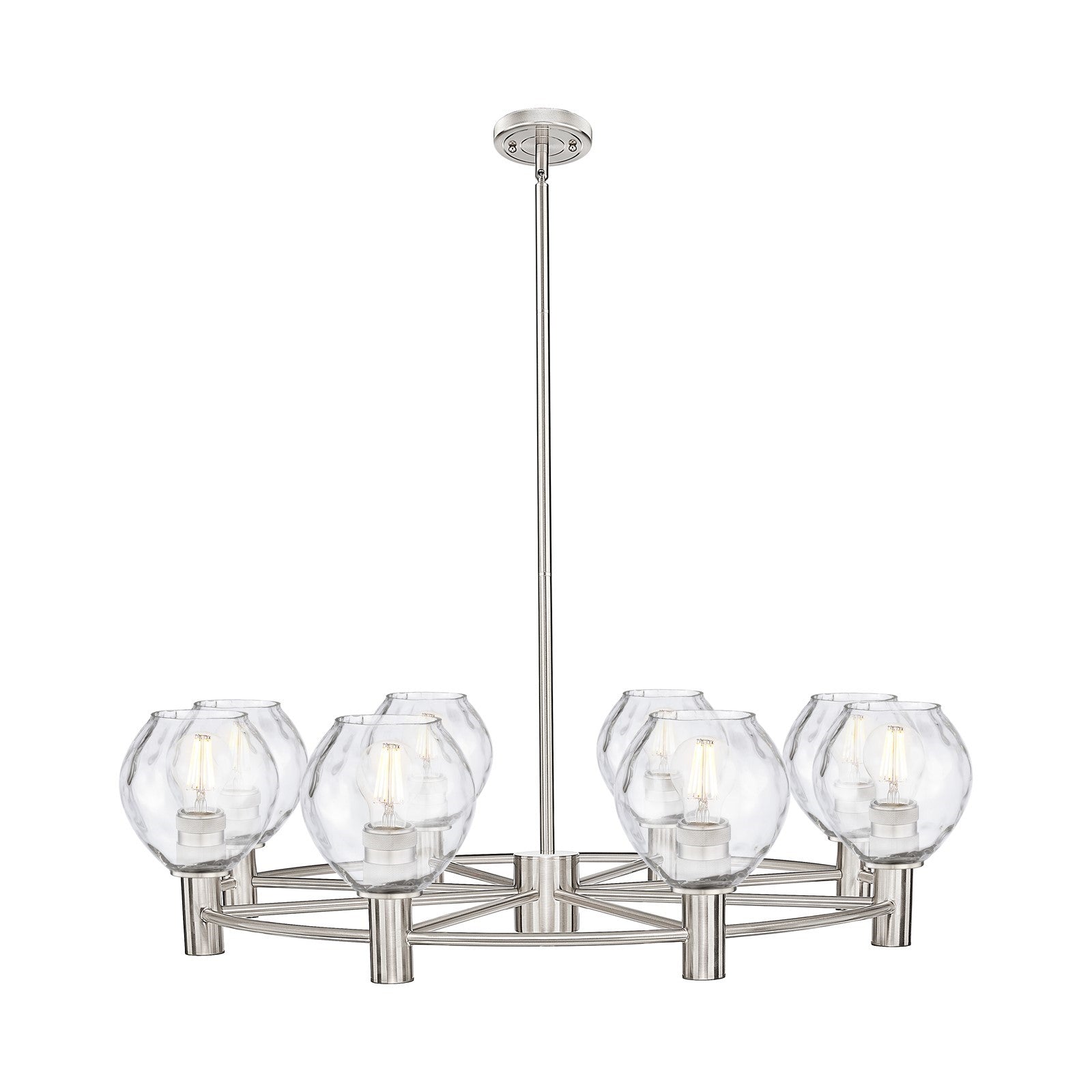 Innovations Waverly 36in 8-Light Chandelier | Industrial Satin Nickel and Clear Glass | Dining Room & Kitchen Island | Model 434-8CR-SN-G362