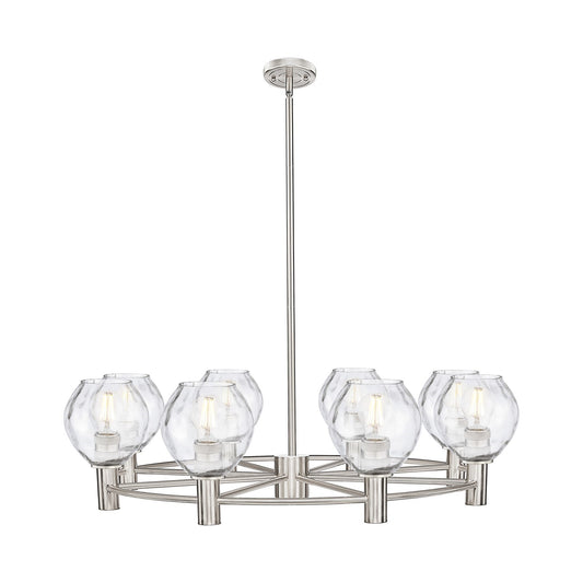 Innovations Waverly 36in 8-Light Chandelier | Industrial Satin Nickel and Clear Glass | Dining Room & Kitchen Island | Model 434-8CR-SN-G362