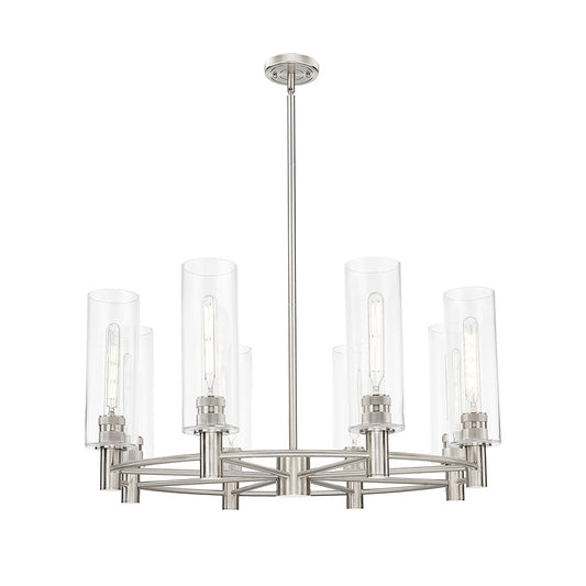 Innovations Crown Point 8Lt 32" Stem Chandelier/12" SN/CL - 434-8CR-SN-G434-12CL