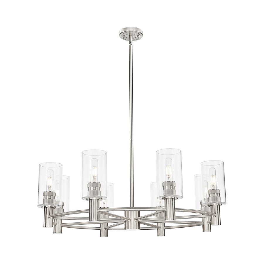 Innovations Crown Point 8Lt 32" Stem Chandelier/7" SN/CL - 434-8CR-SN-G434-7CL