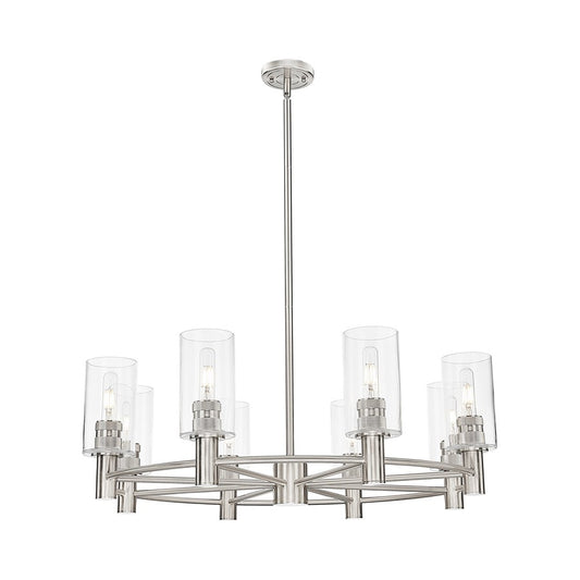 Innovations Crown Point 8Lt 32" Stem Chandelier/7" SN/CL - 434-8CR-SN-G434-7CL