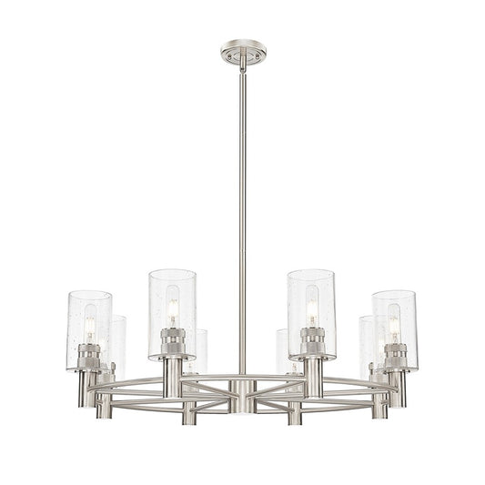 Innovations Crown Point 8Lt 32" Stem Chandelier/7" SN/DS - 434-8CR-SN-G434-7DE