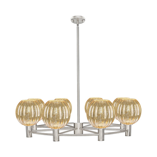 Innovations Preston Globe 37in 8-Light Chandelier | Industrial Satin Nickel and Mercury Glass | Dining Room & Living Room | Model 434-8CR-SN-G458-7ME