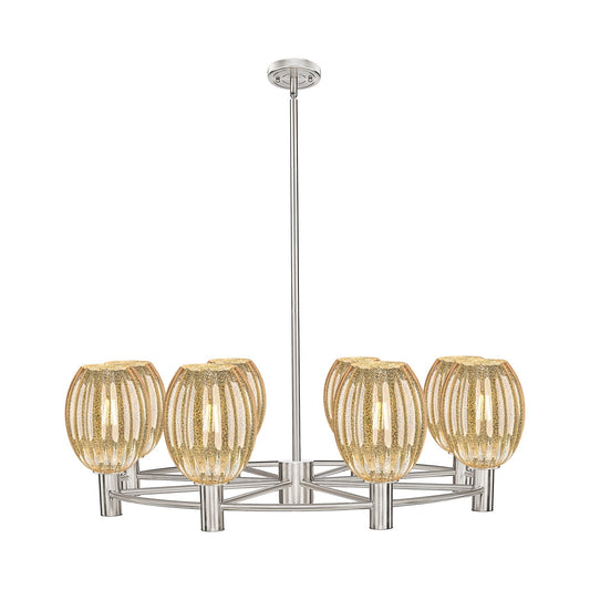 Innovations Preston Bulb 36in 8-Light Chandelier | Industrial Satin Nickel and Mercury Glass | Dining Room & Foyer | Model 434-8CR-SN-G459-6ME