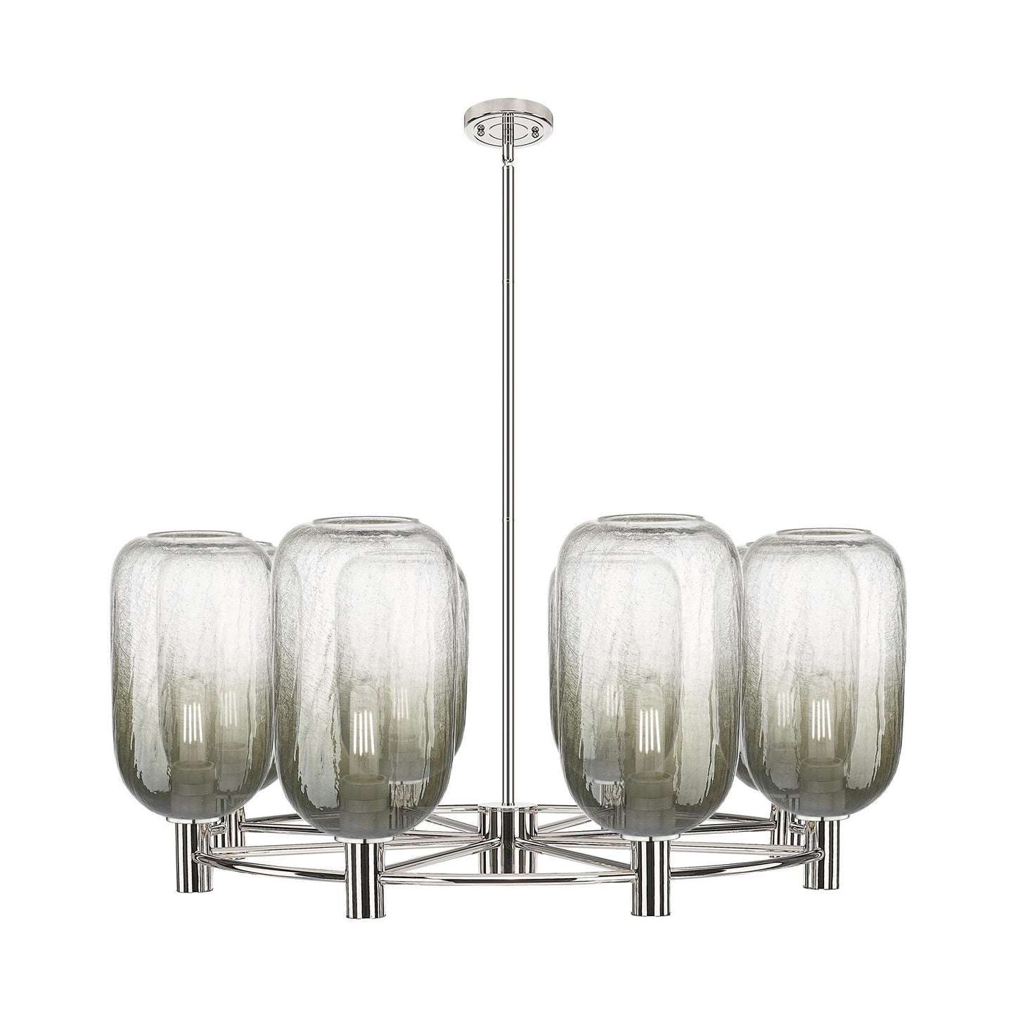 Innovations Brookhaven Cloche 36in 8-Light Chandelier | Industrial Satin Nickel and Slate Glass | Dining Room & Living | Model 434-8CR-SN-G482-7SL