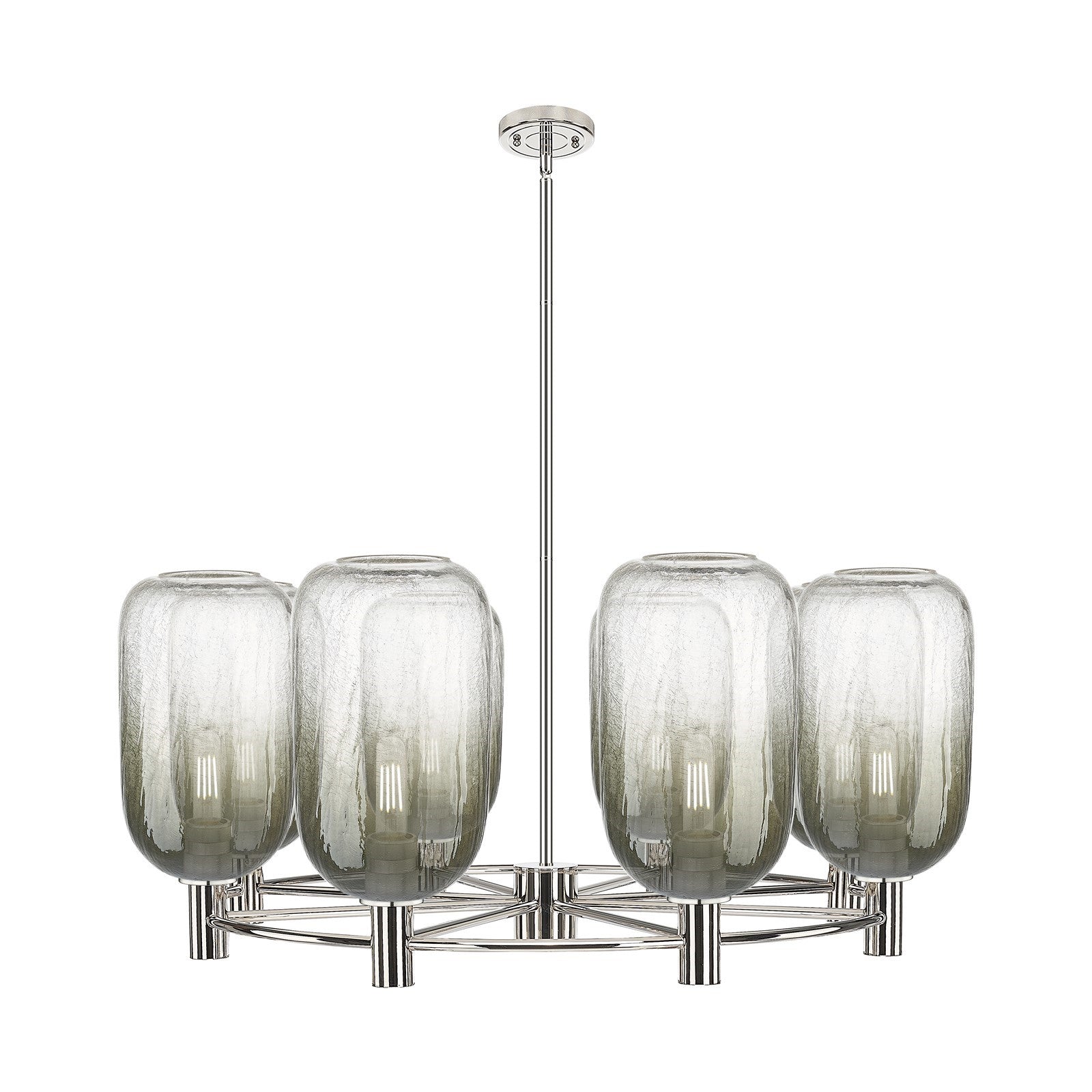 Innovations Brookhaven Cloche 36in 8-Light Chandelier | Industrial Satin Nickel and Slate Glass | Dining Room & Living | Model 434-8CR-SN-G482-7SL