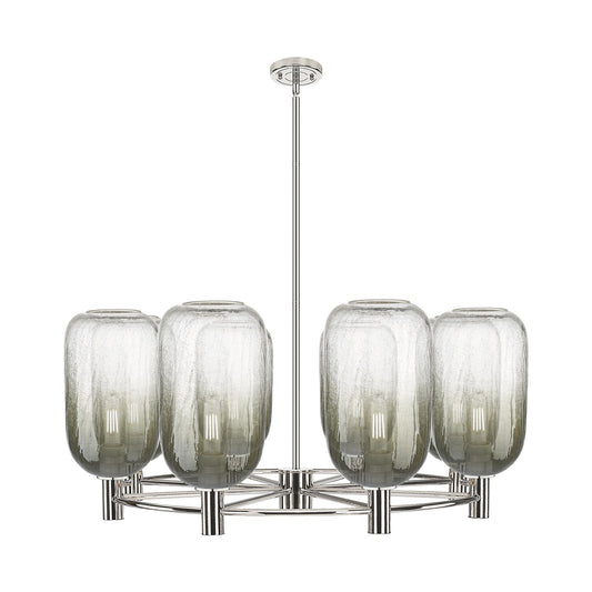 Innovations Brookhaven Cloche 36in 8-Light Chandelier | Industrial Satin Nickel and Slate Glass | Dining Room & Living | Model 434-8CR-SN-G482-7SL