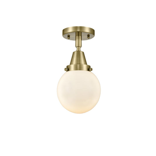 Innovations Caden Beacon 1Lt 6" LED Flush, AB/White - 447-1C-AB-G201-6-LED
