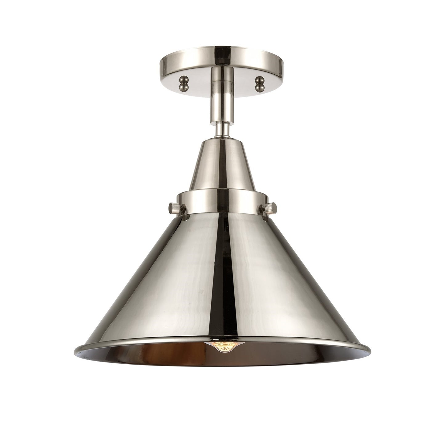 Innovations Briarcliff 10in 1-Light LED Semi-Flush | Industrial Polished Nickel and Polished Nickel Metal Shade | Model 447-1C-PN-M10-PN-LED