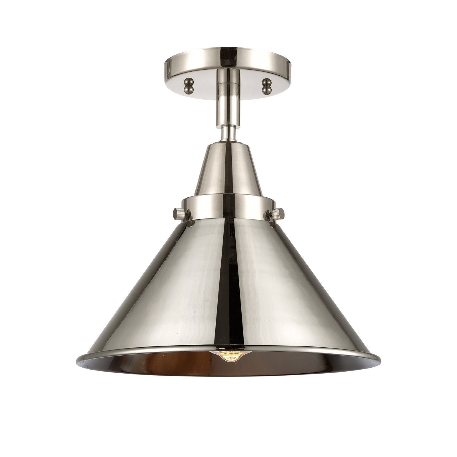 Innovations Briarcliff 10in 1-Light LED Semi-Flush | Industrial Polished Nickel and Polished Nickel Metal Shade | Model 447-1C-PN-M10-PN-LED