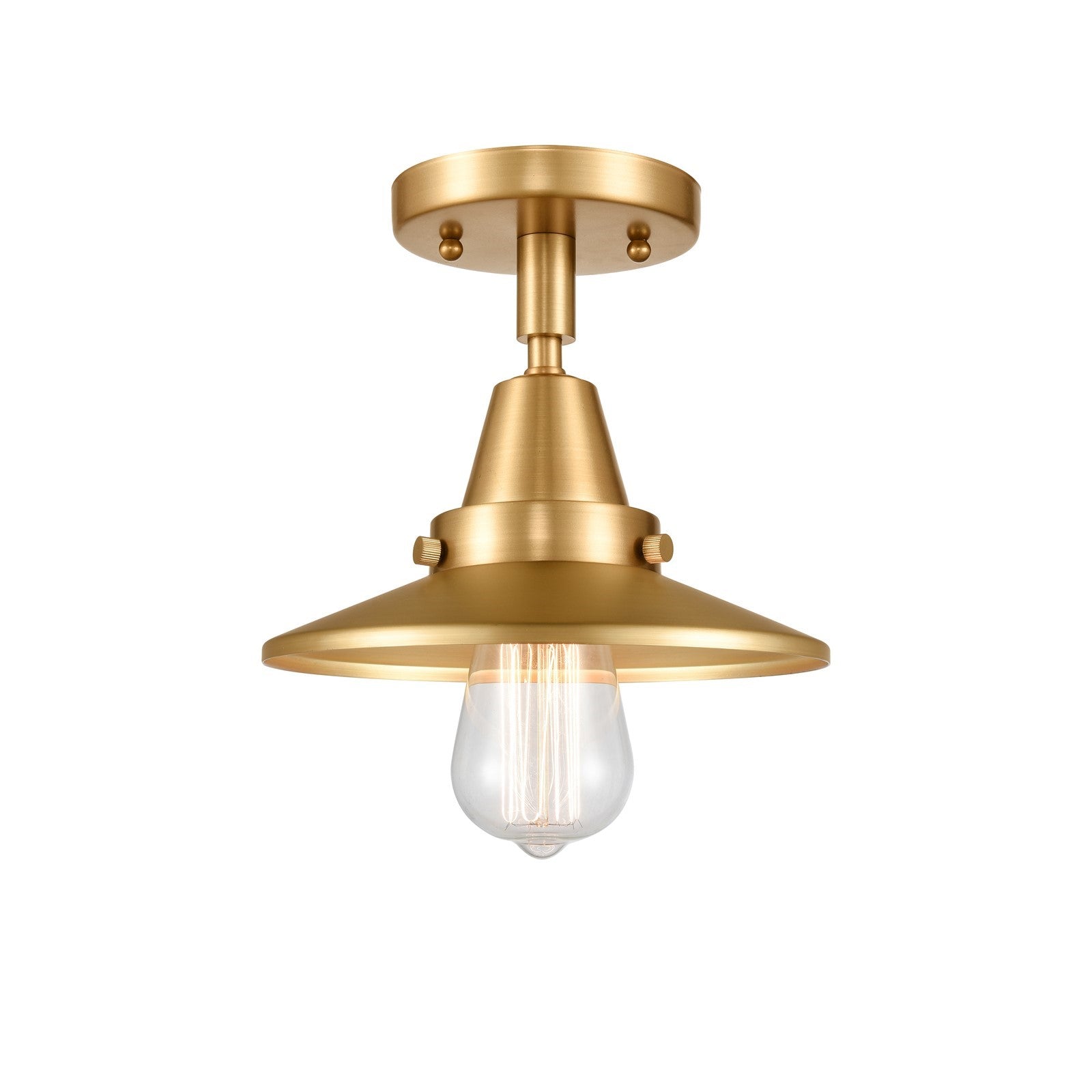 Innovations Railroad 8in 1-Light Semi-Flush | Industrial Satin Gold and Satin Gold Metal Shade | Entryway & Hallway | Model 447-1C-SG-M4
