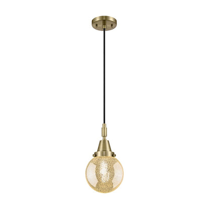Innovations Caden Beacon 1Lt 6" Cord Mini Pendant, AB/Mercury - 447-1P-AB-G208-6