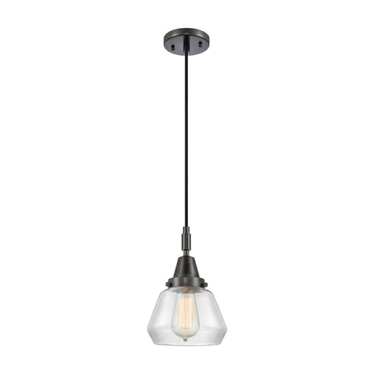 Innovations Fulton 7in 1-Light Mini Pendant | Matte Black and Clear Glass | Kitchen Island & Dining Room | 7 x 7 x 10 in | Model 447-1P-BK-G172