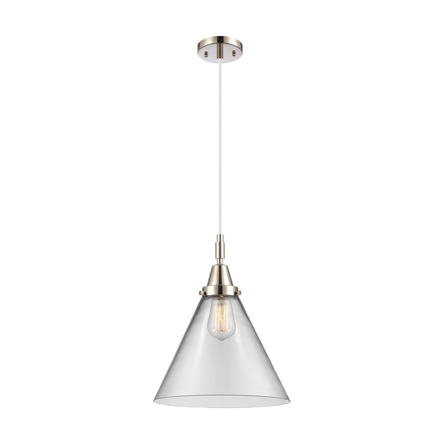 Innovations Caden 12in 1-Light Mini Pendant | Industrial Polished Nickel and Clear Glass | Kitchen Island & Dining Room | Model 447-1P-PN-G42-L