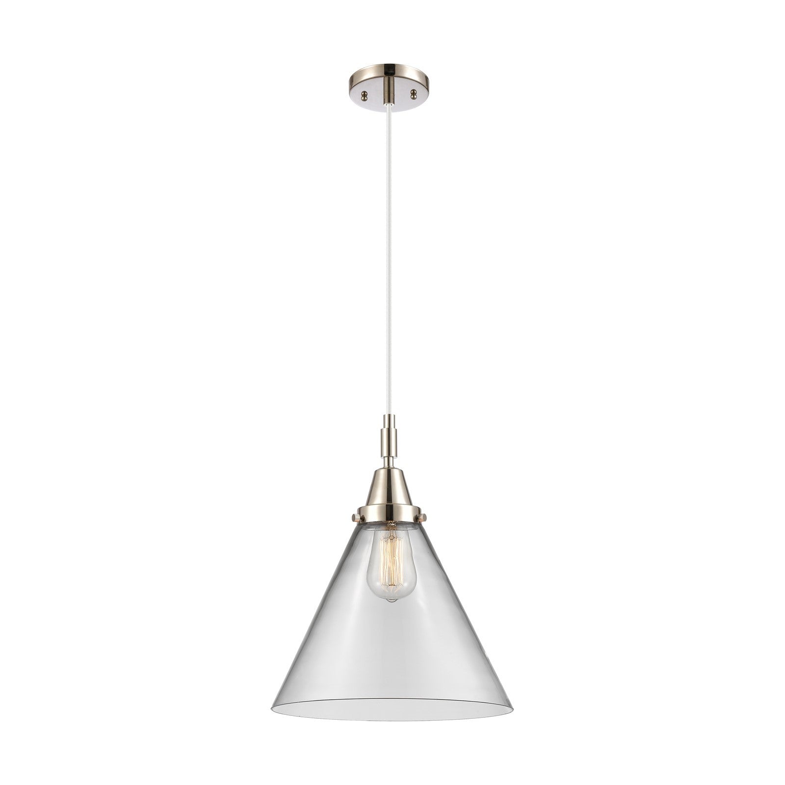 Innovations Caden 12in 1-Light Mini Pendant | Industrial Polished Nickel and Clear Glass | Kitchen Island & Dining Room | Model 447-1P-PN-G42-L