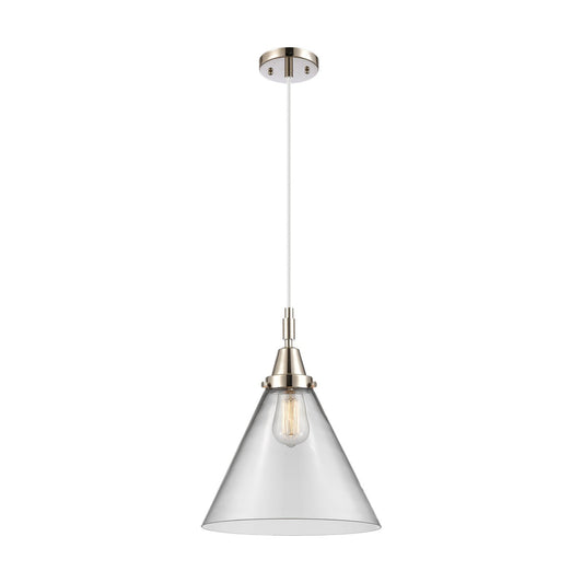 Innovations Caden 12in 1-Light Mini Pendant | Industrial Polished Nickel and Clear Glass | Kitchen Island & Dining Room | Model 447-1P-PN-G42-L