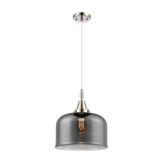 Innovations Bell 12in 1-Light Mini Pendant | Polished Nickel and Light Smoke Glass | Kitchen Island & Dining Room | 12 x 14 in | Model 447-1P-PN-G73-L