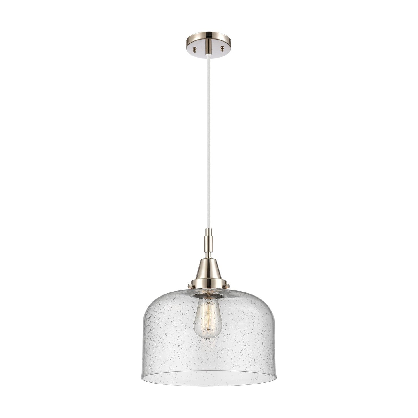 Innovations Bell 12in 1-Light Mini Pendant | Polished Nickel and Seedy Glass | Kitchen Island & Dining Room | 12 x 14 in | Model 447-1P-PN-G74-L