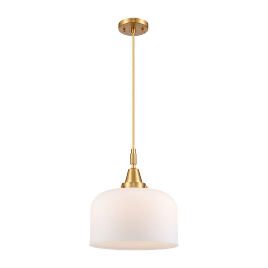 Innovations Bell 12in 1-Light Mini Pendant | Satin Gold and Matte White Glass | Kitchen Island & Dining Room | 12 x 14 in | Model 447-1P-SG-G71-L