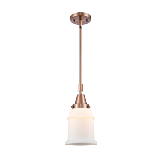 Innovations Canton 7in 1-Light Mini Pendant | Industrial Antique Copper Steel and Matte White Frosted Glass | Kitchen Island & | Model 447-1S-AC-G181-LED
