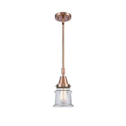 Innovations Canton 7in 1-Light Mini Pendant | Industrial Farmhouse Antique Copper Steel and Clear Glass | Kitchen Island & Dining | Model 447-1S-AC-G182S