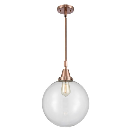 Innovations Caden Beacon 1Lt 12" Stem Mini Pendant, CP/Clear - 447-1S-AC-G202-12