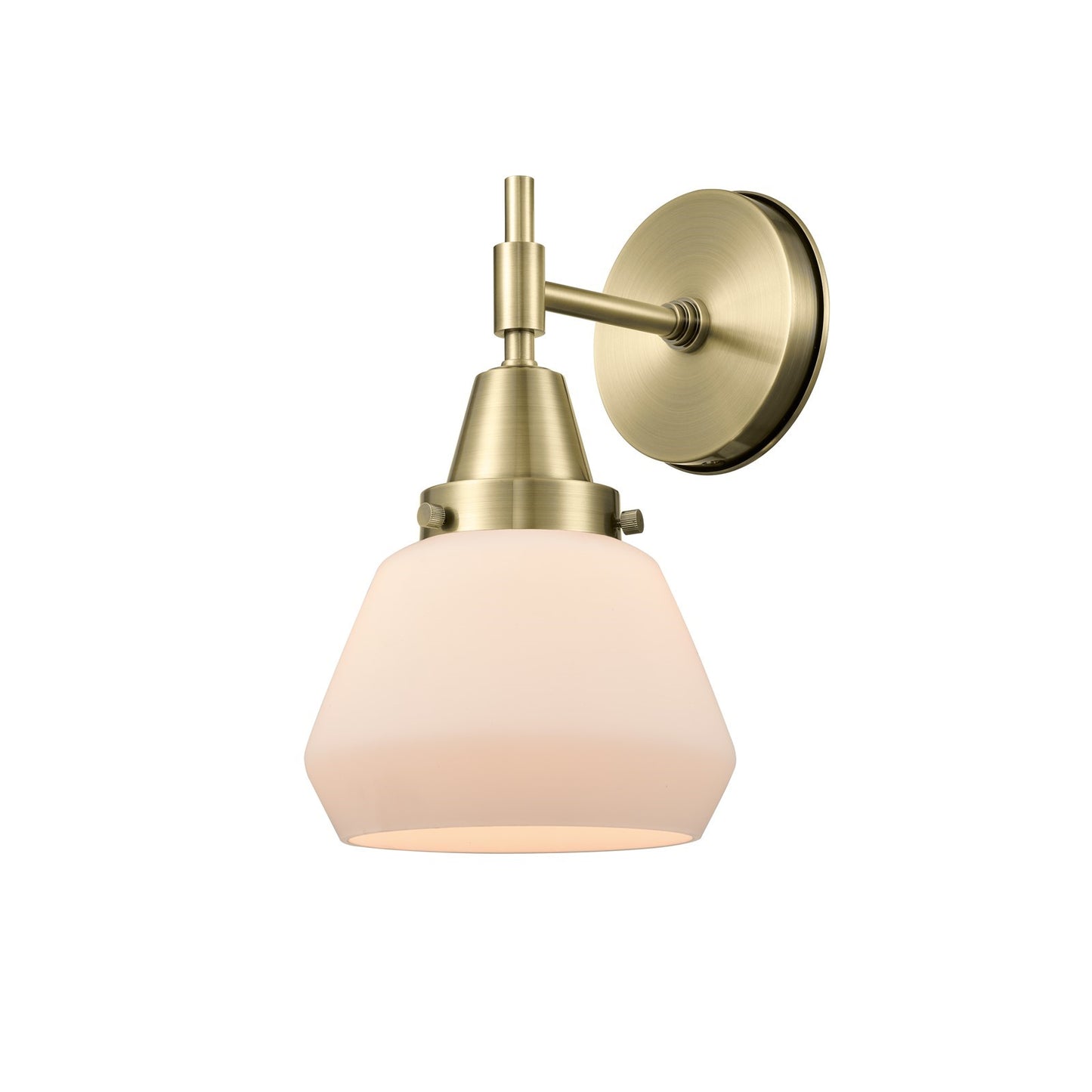 Innovations Fulton 7in 1-Light Wall Sconce | Retro Industrial Antique Brass and Matte White Glass | Hallway & Bedroom Accent | Model 447-1W-AB-G171
