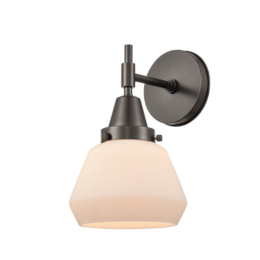 Innovations Fulton 7in 1-Light Wall Sconce | Retro Oil Rubbed Bronze and Matte White Glass | Kitchen & Hallway Accent | Model 447-1W-OB-G171