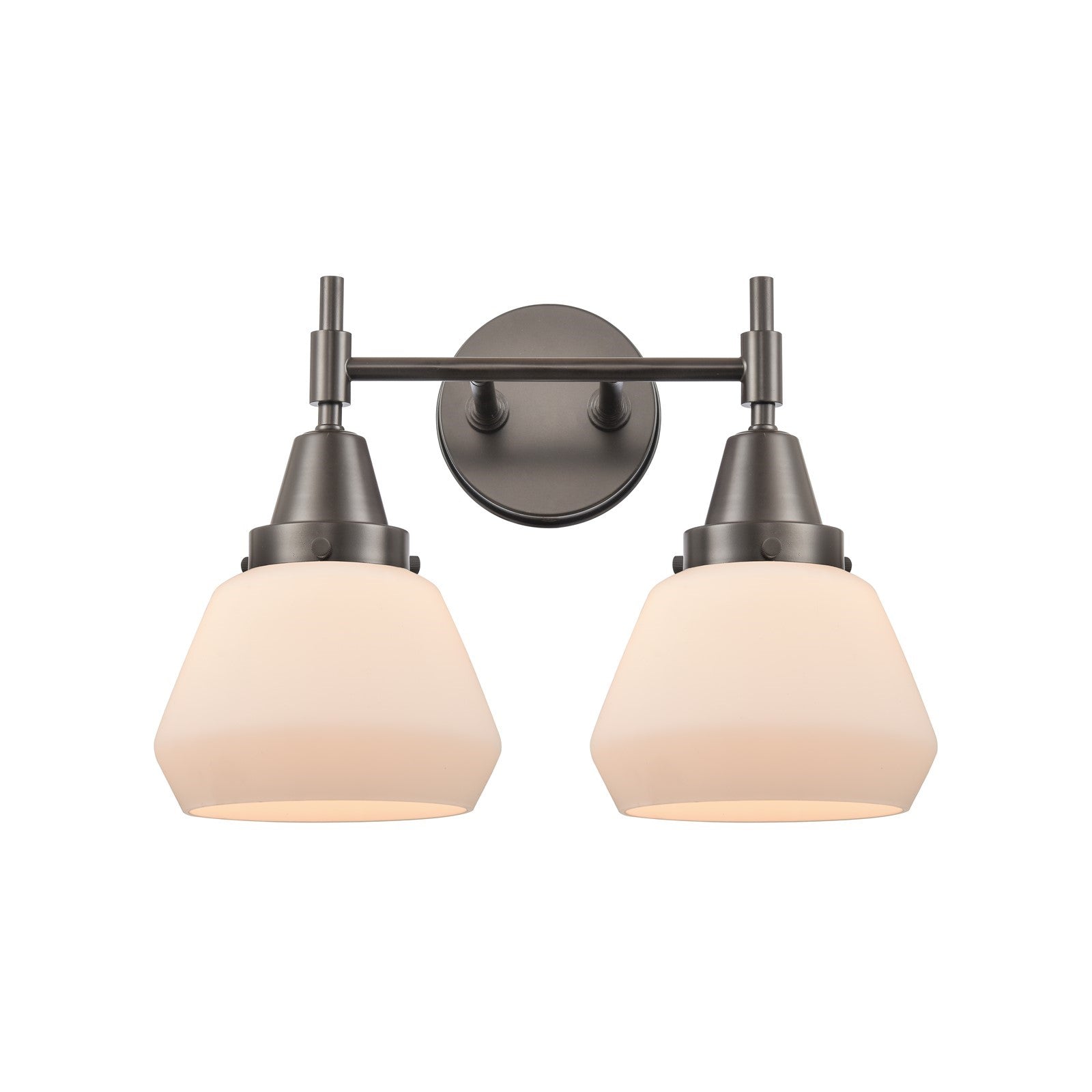 Innovations Fulton 16in 2-Light Bath Vanity Light | Retro Industrial Oil Rubbed Bronze and Matte White Glass | Bathroom Vanity | Model 447-2W-OB-G171