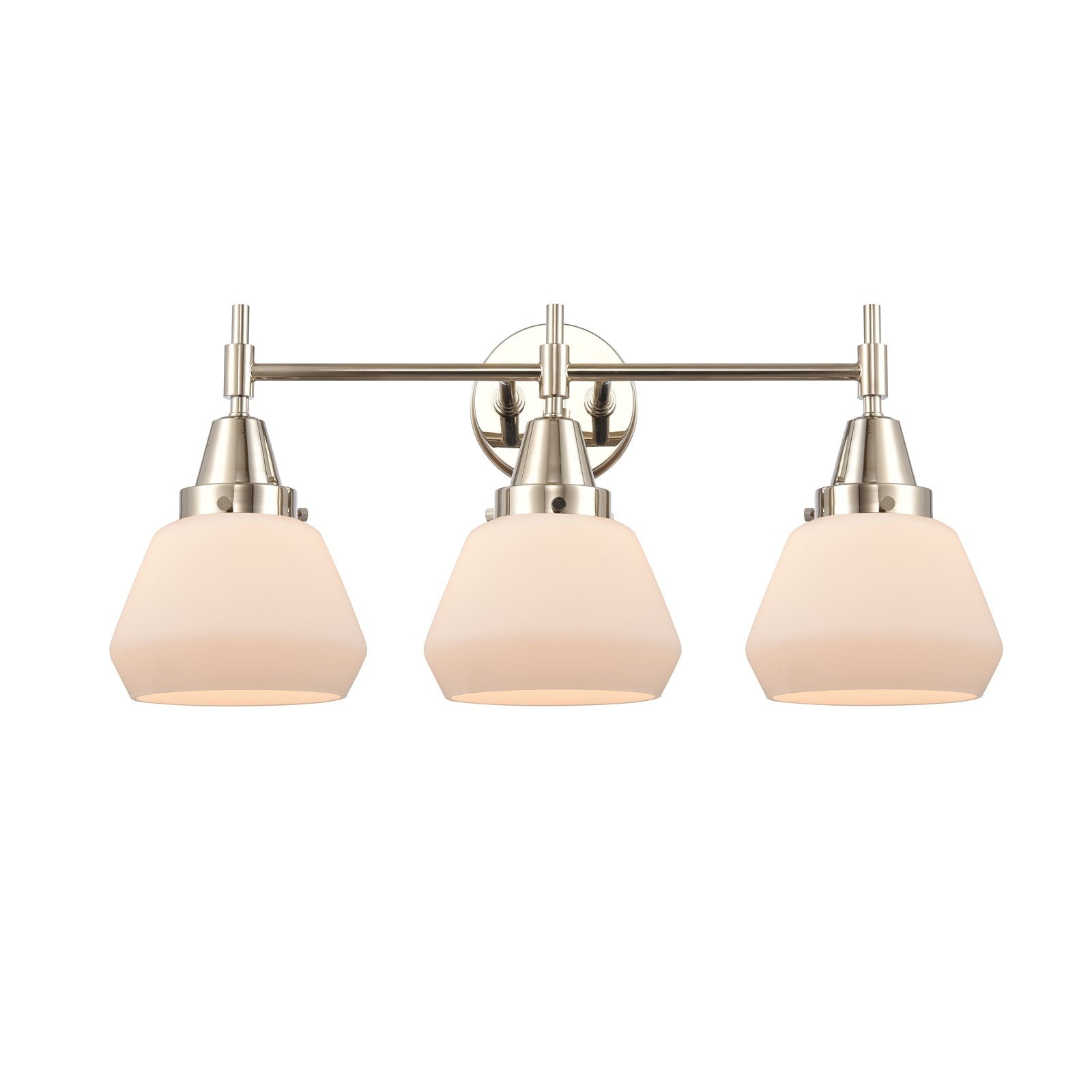 Innovations Fulton 25in 3-Light Bath Vanity Light | Retro Industrial Polished Nickel and Matte White Glass | Bathroom Vanity | Model 447-3W-PN-G171