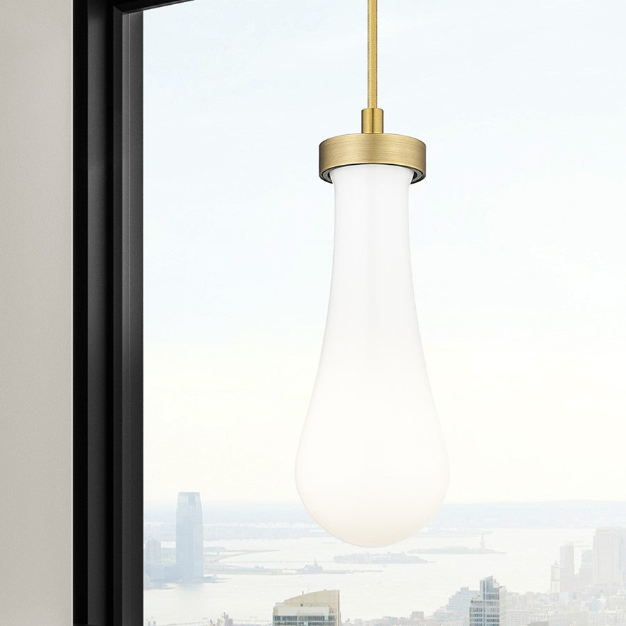 Innovations Owego 1Lt 4" Cord Pendant, Brushed Brass/Gloss White