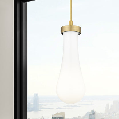 Innovations Owego 1Lt 4" Cord Pendant, Brushed Brass/Gloss White
