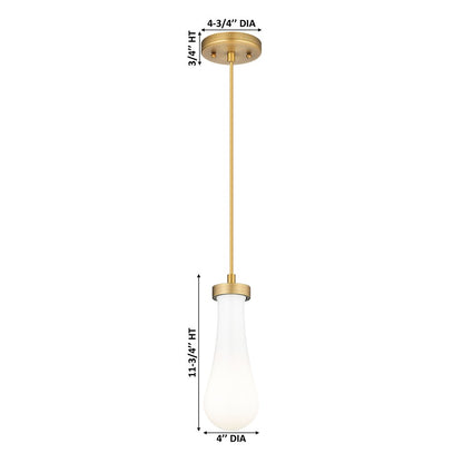 Innovations Owego 1Lt 4" Cord Pendant, Brushed Brass/Gloss White