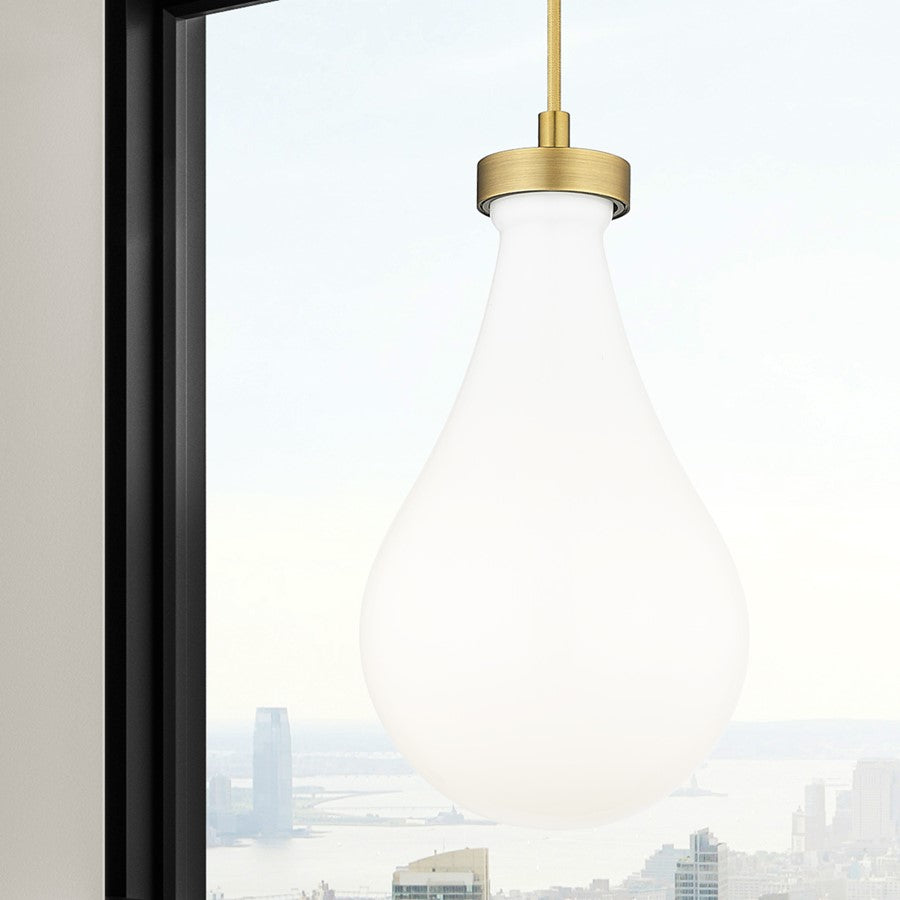 Innovations Owego 1Lt 7" Cord Pendant, Brushed Brass/Gloss White