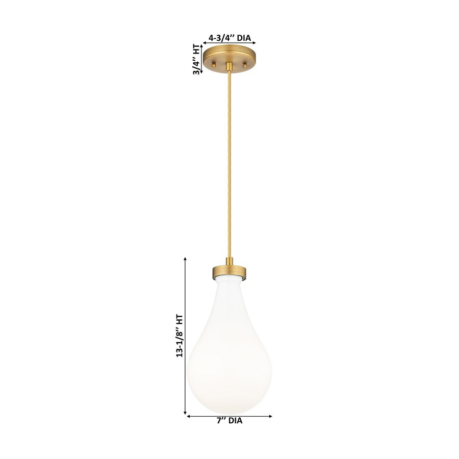 Innovations Owego 1Lt 7" Cord Pendant, Brushed Brass/Gloss White