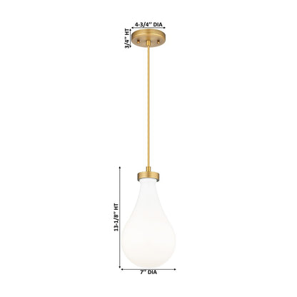 Innovations Owego 1Lt 7" Cord Pendant, Brushed Brass/Gloss White