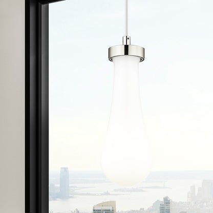 Innovations Owego 1Lt 4" Cord Pendant, Polished Nickel/Gloss White
