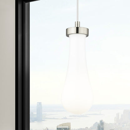 Innovations Owego 1Lt 4" Cord Pendant, Satin Nickel/Gloss White
